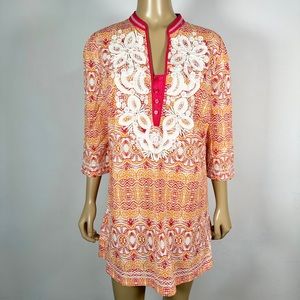 Indikka Women’s Size Large Embellished Tunic Top 100% Cotton
